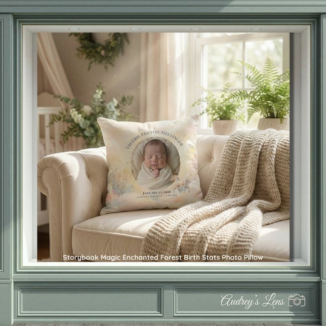Storybook Magic Enchanted Birth Stats Photo Pillow Kissen (Storybook Magic Enchanted Birth Stats Photo Pillow)