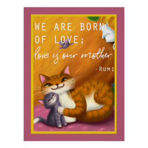 Storybook Mama und Baby Katzen Poster