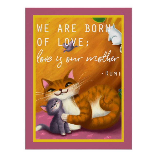 Storybook Mama und Baby Katzen Poster (Vorderseite)