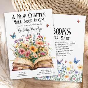 Storybook Neue Kapitel Baby Dusche Wildblume Einladung