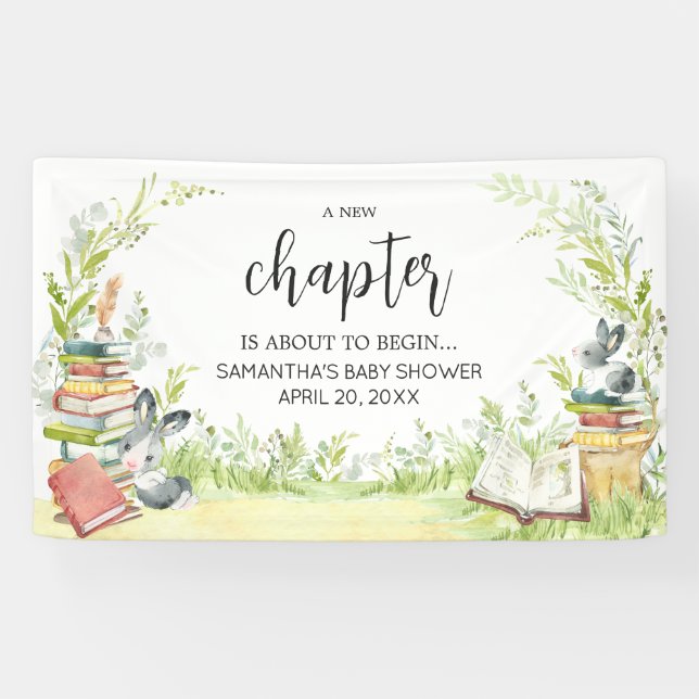 Storybook Neues Kapitel Baby-Dusche Banner (Horizontal)