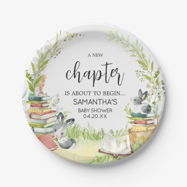 Storybook Neues Kapitel Baby-Dusche Pappteller (Vorderseite)
