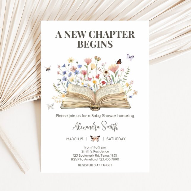 Storybook Neues Kapitel beginnt Babydusche Einladung (A New Chapter Begins Storybook Baby Shower Invitation)