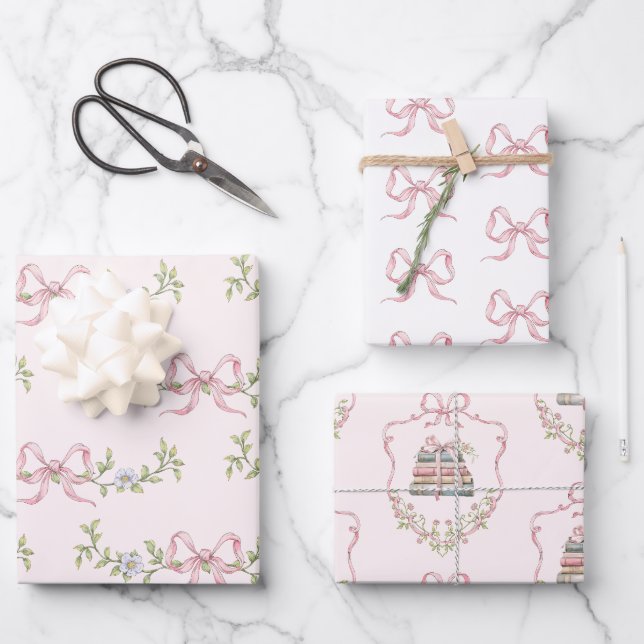Storybook Neues Kapitel Rosa Bug Babymädchen Geschenkpapier Set (Vorderseite)