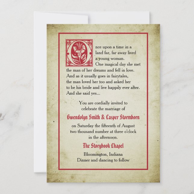 Storybook Page | Vintage Märchenhochzeit Einladung (Vorderseite)