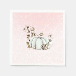 Storybook Pink & White Pumpkin Fairy Tale Party Serviette