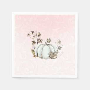 Storybook Pink & White Pumpkin Fairy Tale Party Serviette