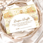 Storybook Safari Animals Diapper Raffle Begleitkarte<br><div class="desc">A sweet storybook-style safari design featuring gentle watercolor baby animals including lions, giraffes, and elephants surrounded by soft jungle greenery and delicate botanical details. The warm neutral palette of cream, honey gold, and soft olive creates a timeless nature-inspired aesthetic, while the elegant arched layout leaves beautiful space for personalized event...</div>