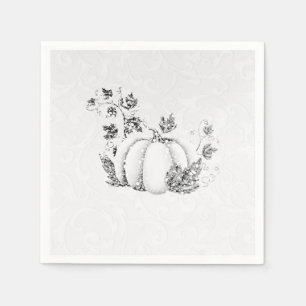 Storybook Silver White Pumpkin Fairy Tale Party Serviette