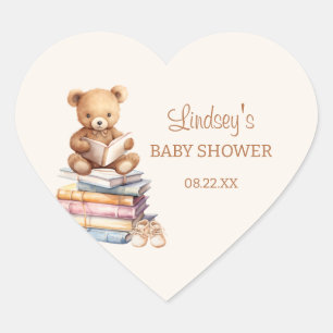 Storybook-Teddybär Boho-Baby-Party Herz-Aufkleber