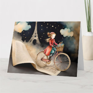 Storybook Watercolor Paris Fahrradtour Karte