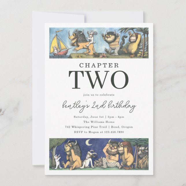 Storybook Wild Things Birthday Chapter Theme Einladung (Vorderseite)