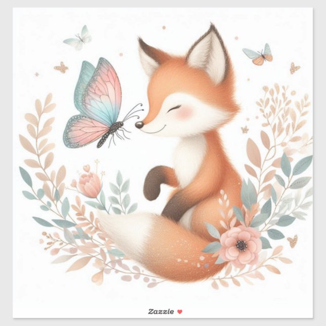 Storybook Woodland Babies Fox und Butterfly Aufkleber (Blatt)