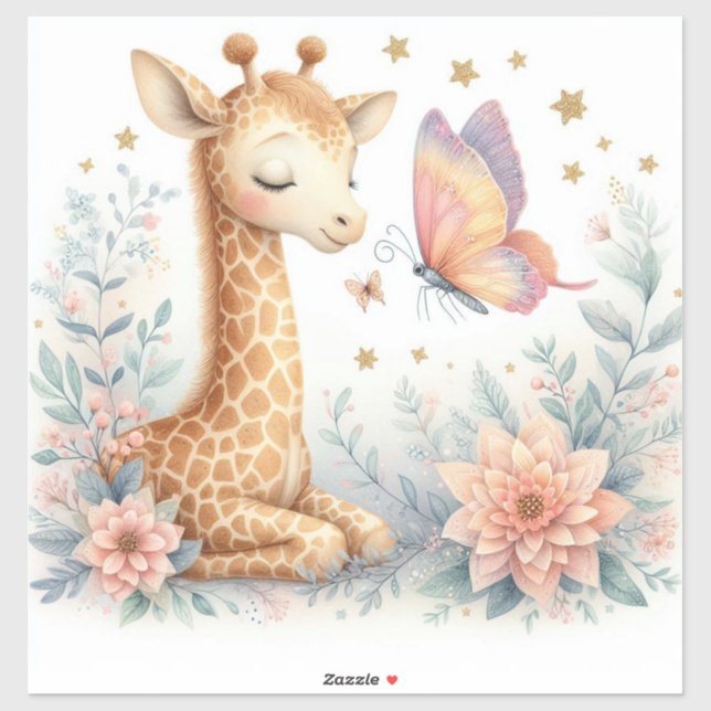 Storybook Woodland Babies Giraffe Butterfly Aufkleber (Blatt)