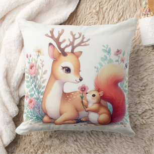Storybook Woodland Babies Hirsch und Chipmunk Kissen