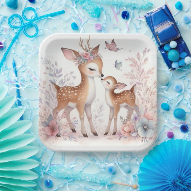 Storybook Woodland Babies Hirsche Liebe Pappteller (Party)