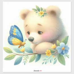 Storybook Woodland Babys Bären und Schmetterling Aufkleber