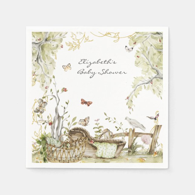 Storybook | Woodland Forest Baby Dusche Serviette (Vorderseite)