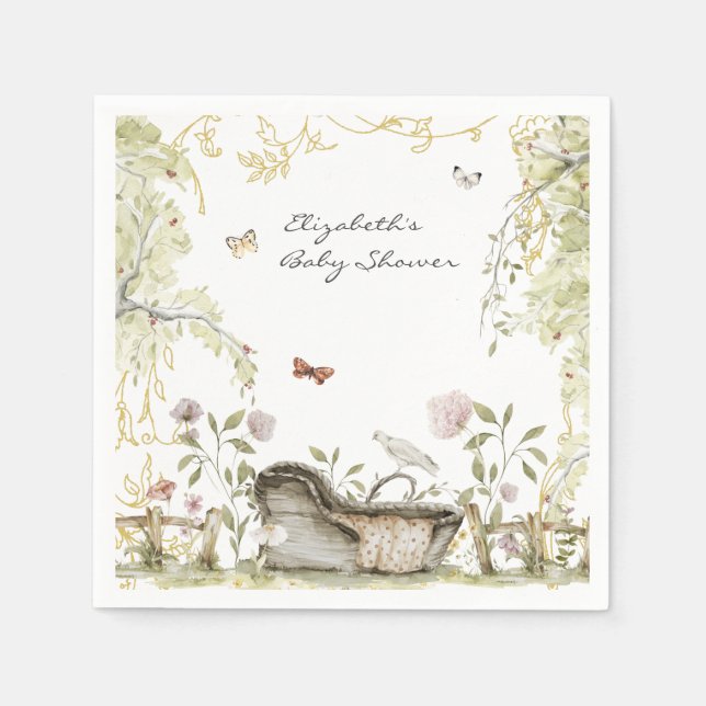 Storybook | Woodland Forest Baby Dusche Serviette (Vorderseite)