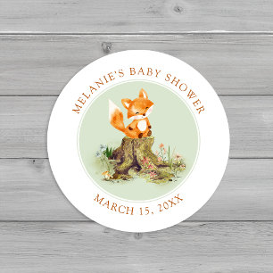 Storybook Woodland Fox Baby Dusche Umschlag Aufkle Runder Aufkleber
