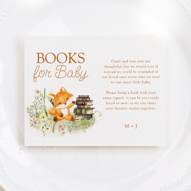 Storybook Woodland Fox Babydusche Buchanfrage Begleitkarte (Von Creator hochgeladen)
