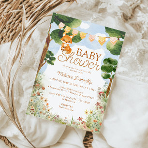 Storybook Woodland Fox Babydusche Einladung