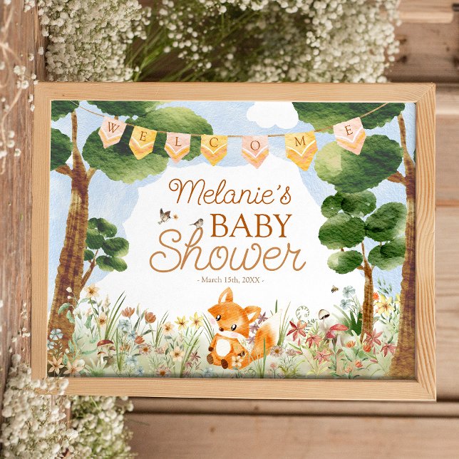 Storybook Woodland Fox Babydusche Willkommen Poster (Von Creator hochgeladen)