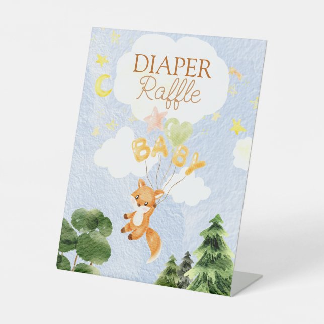 Storybook Woodland Fox Babydusche Windelwindeln Sockelschild (Vorderseite)