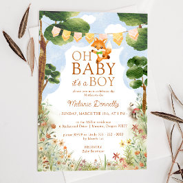 Storybook Woodland Fox Oh Baby Boy Dusche Einladung