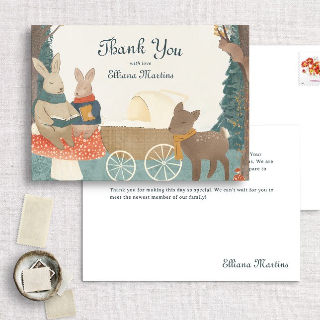 Storybook Woodland Friends Baby shower Merci (Créateur téléchargé)