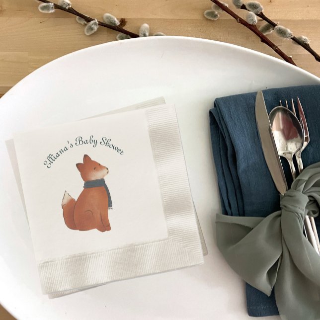 Storybook Woodland Friends Fox Baby Shower Serviette (Von Creator hochgeladen)