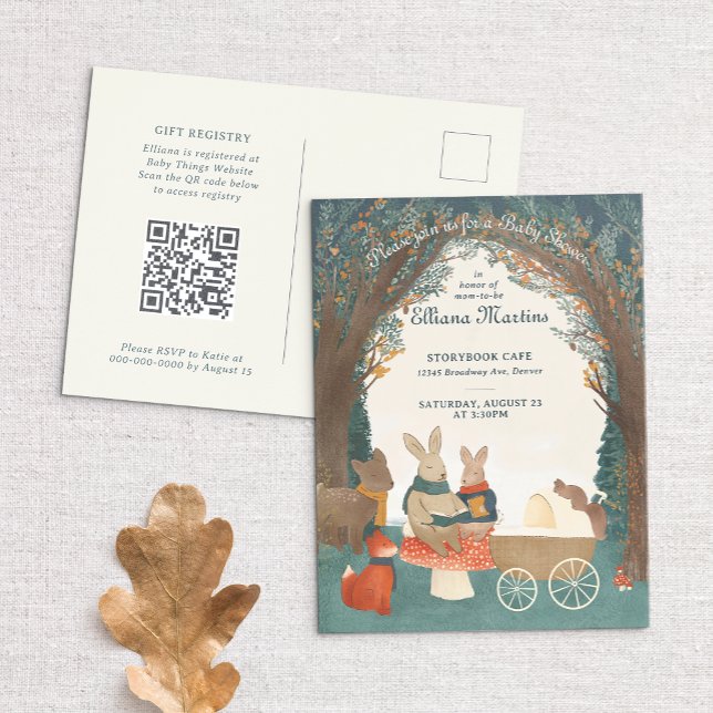 Storybook Woodland Friends Kinderdusche Postkarte (Von Creator hochgeladen)