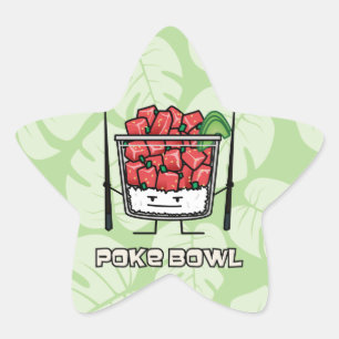 Stoßen Sie Salatessstäbchen aku roher Fische Stern-Aufkleber