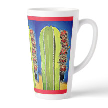 Stove Pipe Cactus in Bloom Latte Tasse