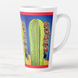 Stove Pipe Cactus in Bloom Latte Tasse
