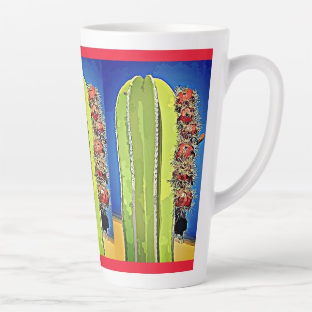 Stove Pipe Cactus in Bloom Latte Tasse (Rechts)