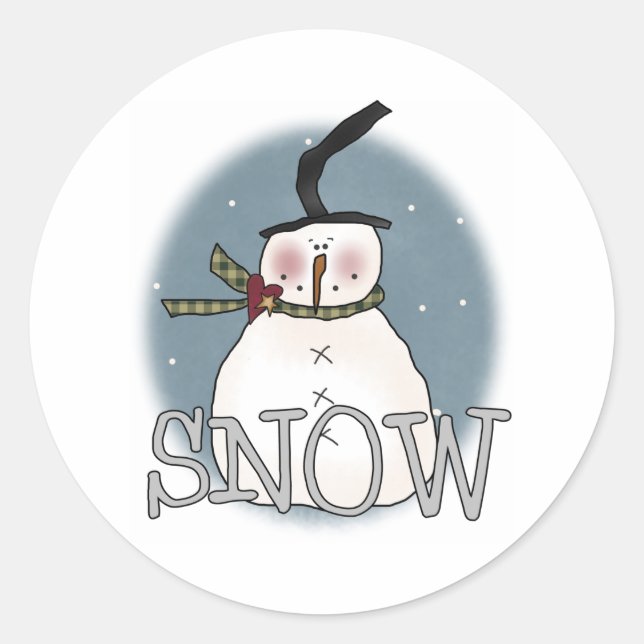 Stovepipe Hat Snowman Holiday Runder Aufkleber (Vorderseite)