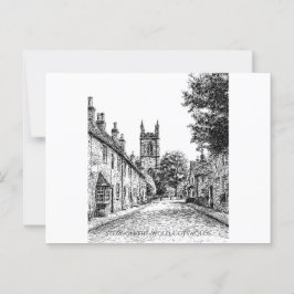 Stow-the-Wold Village Sketch, Cotswolds England Postkarte