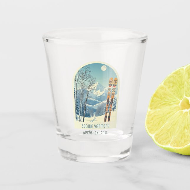 Stowe Mountain Ferien Skigebiet Shotglass Schnapsglas (Vorderseite)