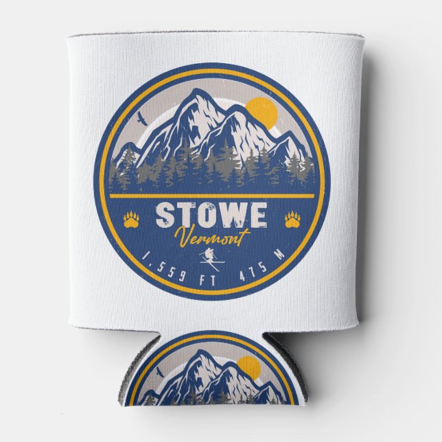 Stowe Mountain Vermont Retro Sunset Ski Souvenir Dosenkühler (Vorderseite)