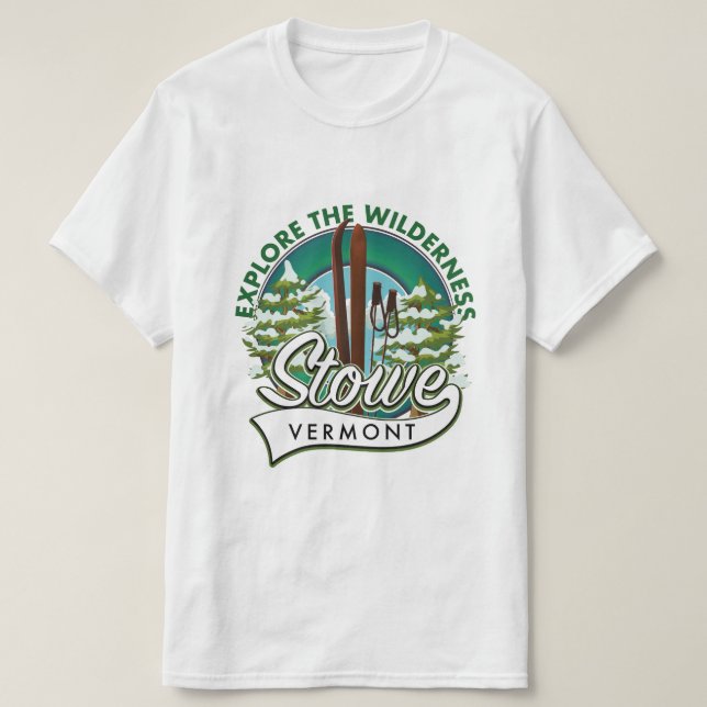 Stowe Vermont , Erforschen Sie das Wilderness-Skip T-Shirt (Design vorne)