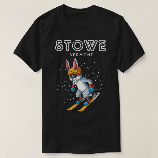 Stowe Vermont Funny Ski Rabbit T-Shirt (Design vorne)