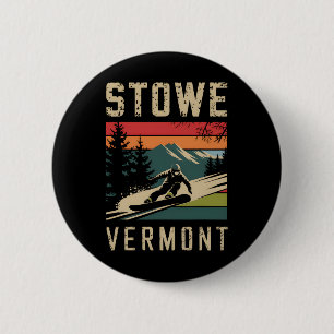 Stowe Vermont Snowboard Vintag Snowboarden Mount Button