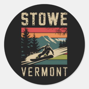 Stowe Vermont Snowboard Vintage Snowboarden Berg Runder Aufkleber
