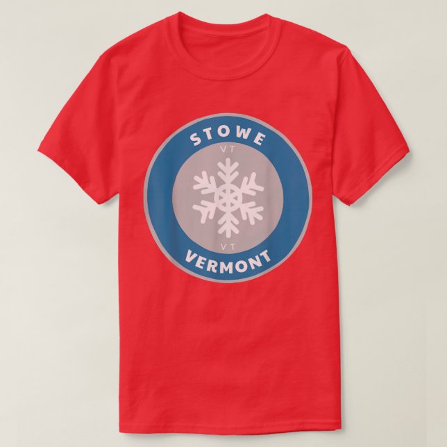 Stowe Vermont VT Winterschnee Schneeflocke Abzeich T-Shirt (Design vorne)