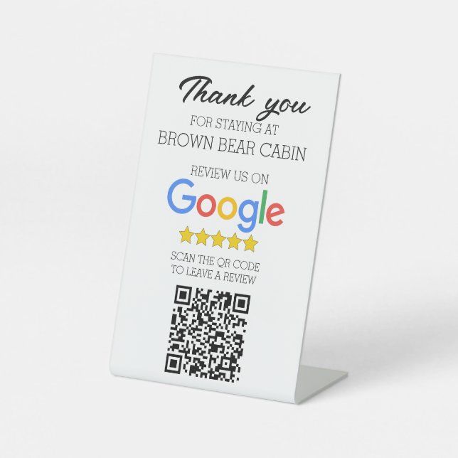 STR Google Review Scan QR Kurzer Begriff Sockelschild (Vorderseite)