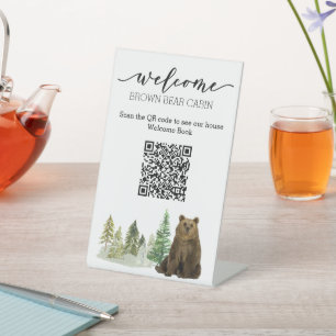 STR Guide QR-Code Willkommens-Gästebuch Bär Sockelschild