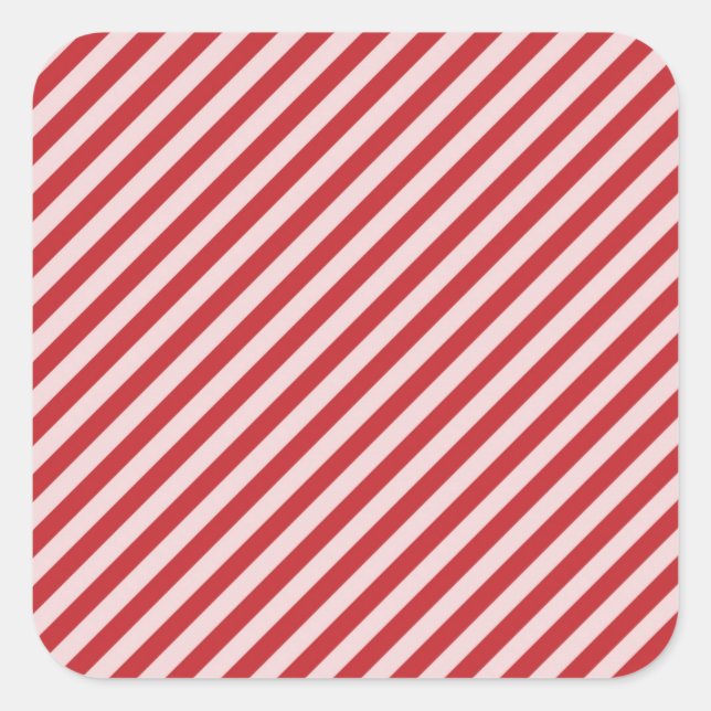 [STR-RD-1] Roter und weißer Zuckerrohr gestreift Quadratischer Aufkleber (Vorderseite)