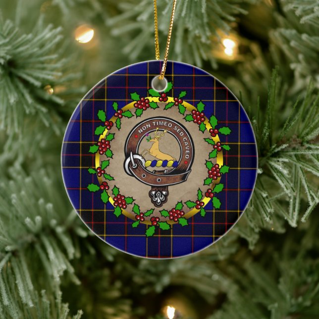Strachan Abzeichen & Tartan Personalisierte Weihna Keramik Ornament (Baum)