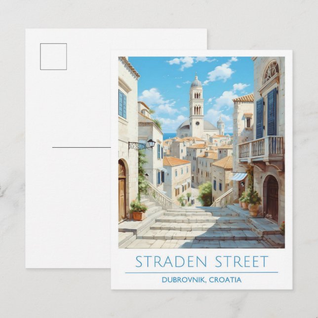 Straden Street Dubrovnik Kroatien Reisen Postkarte (Vorne/Hinten)